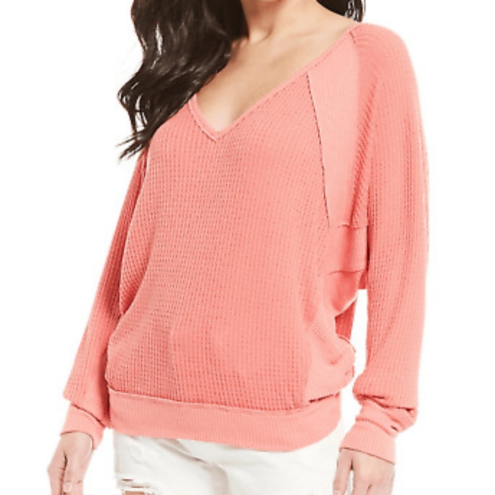 NWT FREE PEOPLE Orange Prairie Rose Thermal TOP